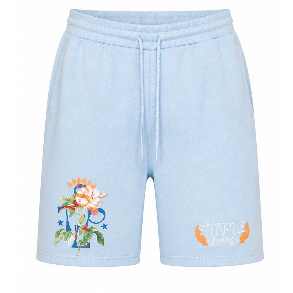 Staple Pigeon Mens Light Blue Floral Graphic Sweat Shorts 2XL NWT 2304B7236